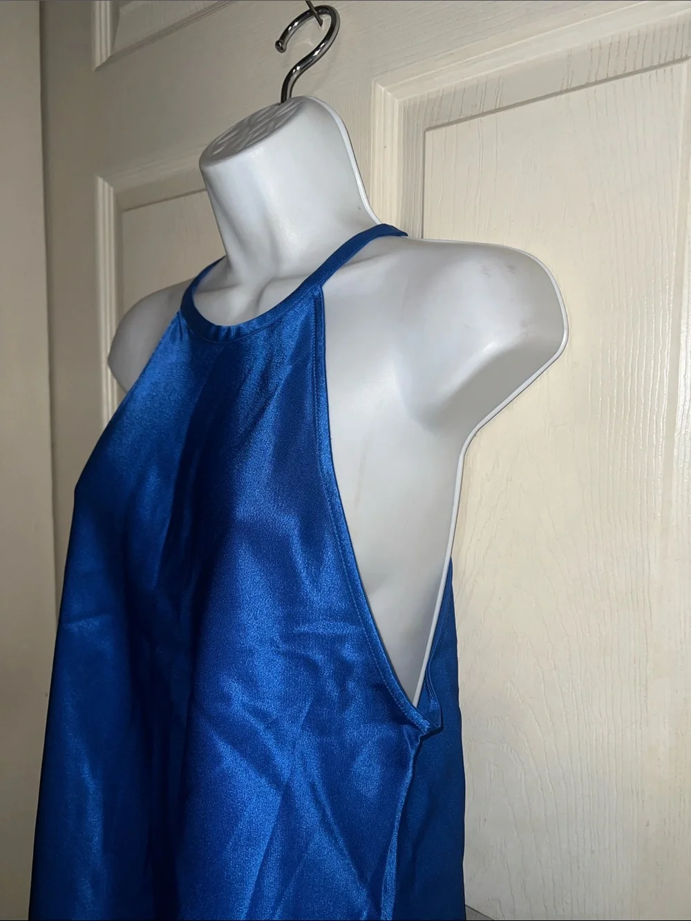 J. Crew Stunning Sapphire Halter Satin Top SZ XL